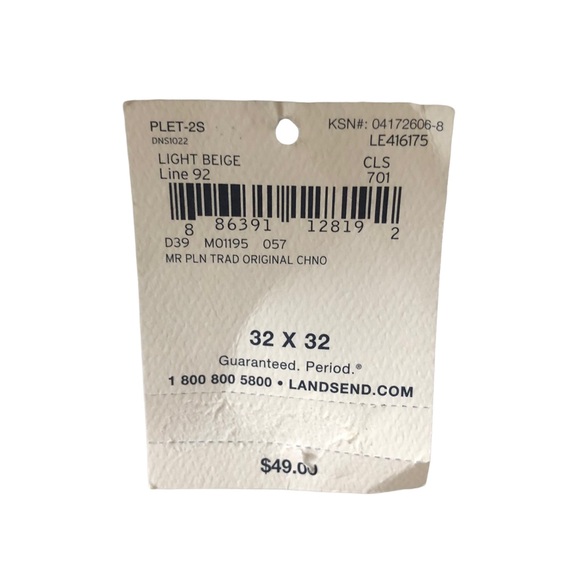 NWT Men’s Beige Lands’ End Traditional Fit Chinos 32x32 - Picture 10 of 15